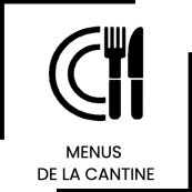 Ce bouton avec le logo d'une assiette et de couverts et contenant les mots menus de la cantine, renvoie vers la page correspondante de ce site